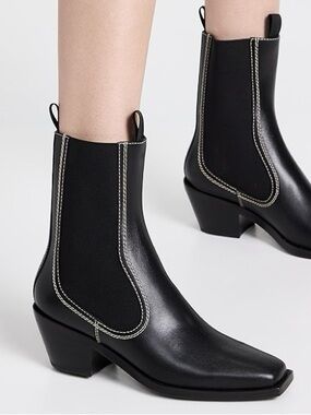 Loeffler Randall black leather western Chelsea boots size 7